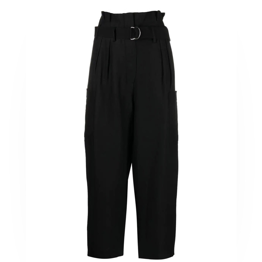 NWT IRO Black Masit High-Waisted Belted Trousers with Pockets (Size 36)